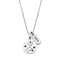 CO88 Collection Zodiac 8CN 26069 Stalen Collier met Hanger - Sterrenbeeld Maagd - Lengte 42 + 5 cm - Zilverkleurig - thumbnail