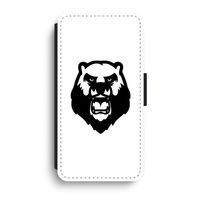 Angry Bear (white): iPhone XR Flip Hoesje - thumbnail