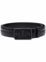 Philipp Plein ceinture en cuir à plaque logo - Noir - thumbnail