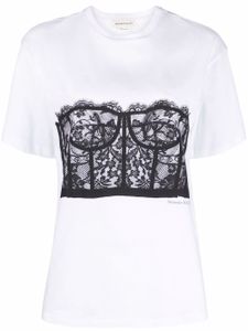 Alexander McQueen t-shirt à empiècements en dentelle - Blanc