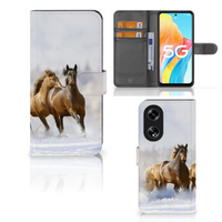 OPPO Reno8 T 5G Telefoonhoesje met Pasjes Paarden - thumbnail