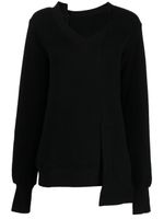 Yohji Yamamoto sweat asymétrique à col v - Noir - thumbnail