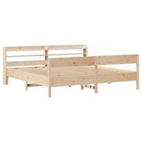 vidaXL Bedframe met hoofdbord massief grenenhout 200x200 cm, bed, slaapkamermeubel, houten bed, tweepersoonsbed, houten bedframe, bedbodem
