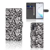 Samsung Galaxy Note 10 Hoesje Black Flowers - thumbnail