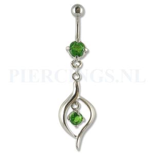 Navelpiercing hangend kristal groen