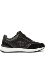 Versace baskets en cuir à logo brodé - Noir - thumbnail