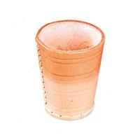 Longfield Games Dobbelbeker naturel leder lichtbruin/beige 8,5 cm