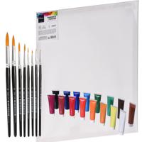 Complete hobby schilderijen maken verf set - canvas schildersdoek van 50 x 60 cm - penselen - verf