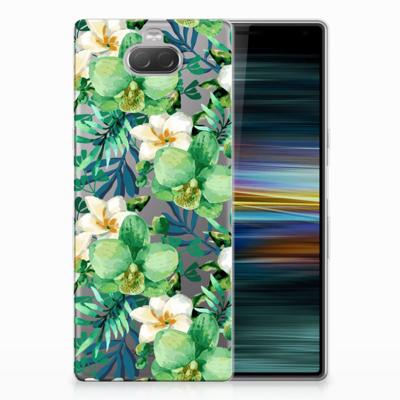 Sony Xperia 10 Plus TPU Case Orchidee Groen Sony Xperia 10 Plus TPU Case Orchidee Groen