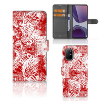 Telefoonhoesje met Naam OnePlus 8T Angel Skull Rood