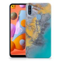 Samsung Galaxy A11 | M11 TPU Siliconen Hoesje Marble Blue Gold