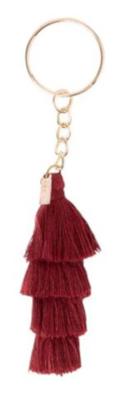 Doiy sleutelhanger Tassel 15,5 cm katoem/staal bordeaux Doiy sleutelhanger Tassel 15,5 cm katoem/staal bordeaux