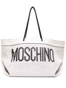 Moschino sac porté épaule en cuir tressé - Blanc