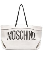 Moschino sac porté épaule en cuir tressé - Blanc - thumbnail