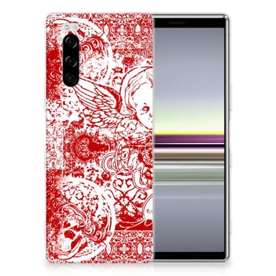 Silicone Back Case Sony Xperia 5 Angel Skull Rood