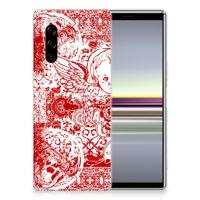 Silicone Back Case Sony Xperia 5 Angel Skull Rood