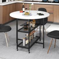 Opvouwbare Eettafel met Marmerlook Mobiele Klaptisch voor 2-4 Personen Keukentafel Wit