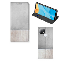 OPPO A15 Book Wallet Case Wood Concrete - thumbnail