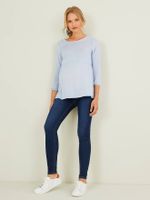 Zwangerschaps skinny jeans met lage tailleband onbewerkt denim - thumbnail