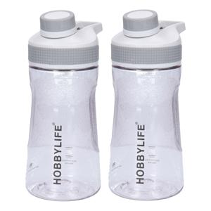 Waterfles / drinkfles / sportfles Aquamania - 2x - lichtgrijs - 530 ml - kunststof - bpa vrij