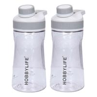 Waterfles / drinkfles / sportfles Aquamania - 2x - lichtgrijs - 530 ml - kunststof - bpa vrij - thumbnail