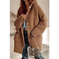 Dames Vest Trui Trui Haakwerk breien Uitgesneden Voorvak Open voorzijde Effen Kleur Dagelijks Casual Winter Herfst Blozend Roze Khaki Een maat / Lange mouw / R Dames Vest Trui Trui Haakwerk breien Uitgesneden Voorvak Open voorzijde Effen Kleur Dagelijks Casual Winter Herfst Blozend Roze Khaki Een maat / Lange mouw / R