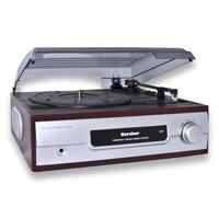 Karcher Platenspeler met ingebouwde stereo-luidsprekers, vinyl platenspeler, line-out, hoofdtelefoonaansluiting, 2 snelheden, nostalgie retro turntafel, KA 8050 zilver