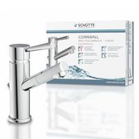 SCHÜTTE Wastafelarmatuur CORNWALL lage druk, badarmatuur, eengreepsmengkraan met afvoergarnituur, chroom