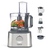 Kenwood Multipro Compact+ FDM313SS, 2,1 Liter, ingebouwde weegschaal, roestvrijstale accessoires, 3 snijschijven en 6 andere accessoires, 800 Watt, metalen behuizing, zilver