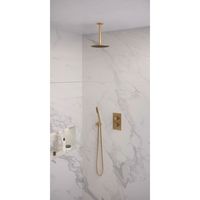 Regendoucheset Inbouw Brauer Gold Edition Thermostatisch 20 cm met 3-Weg Omstelling, Plafondarm en Staaf Handdouche Geborsteld Goud Brauer - thumbnail