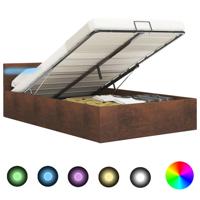 vidaXL Bedframe met opslag hydraulisch LED stof bruin 180x200 cm