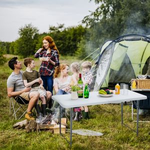 Opvouwbare Picknicktafel met 3 Verstelbare Hoogtes Draagbare Eettafel voor op de Camping Wit