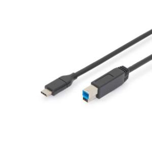 Digitus USB-kabel USB 3.2 Gen1 (USB 3.0 / USB 3.1 Gen1) USB-C stekker, USB-B stekker 1.00 m Zwart Afgeschermd (dubbel) AK-300149-010-S