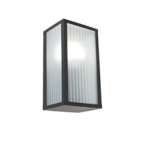 QAZQA - Modern Smart buiten wandlamp zwart met ribbel glas incl. Wifi A60 - Charlois | Dimmer | Dimbaar | Buitenverlichting - Aluminium Rechthoekig - E27 Geschikt voor LED - Max. 1 x 8.5 Watt