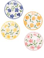 Les-Ottomans lot de quatre assiettes en céramique peintes à la main - Blanc