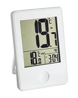 TFA Dostmann Pop-draadloze thermometer, buiten- of binnentemperatuur in groot formaat, weergave van het horloge.