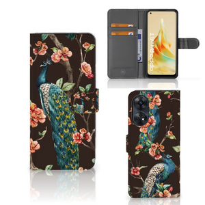 OPPO Reno8 T 4G Telefoonhoesje met Pasjes Pauw met Bloemen