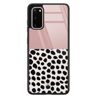 Samsung Galaxy S20 glazen hardcase - Pink dots