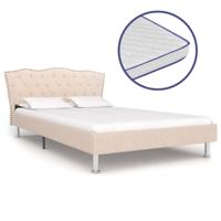 vidaXL Bed met traagschuim matras stof beige 120x200 cm