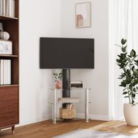 Tv-standaard hoek 3-laags voor 32-70 inch zwart en zilverkleur - thumbnail