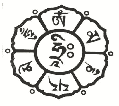 Sticker Om Mani Pad Me Hum Bloem