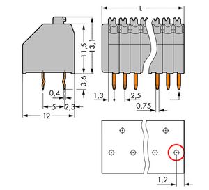 WAGO 250-410 Veerkrachtklemblok 0.50 mm² Aantal polen 10 Grijs 1 stuk(s)