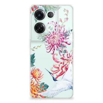 OPPO Reno8 Pro TPU Hoesje Bird Flowers OPPO Reno8 Pro TPU Hoesje Bird Flowers