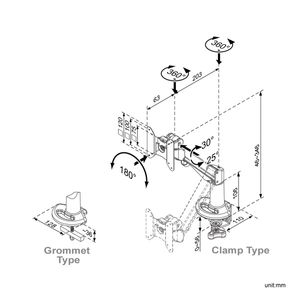 ROLINE LCD arm, tafelbevestiging, gasveer, 4 draaipunten