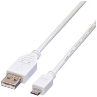 VALUE USB 2.0 Kabel, USB A Male - Micro USB B Male, wit, 0,15 m - thumbnail