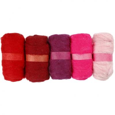 Creotime gekaarde wol 100 gram rood/ roze 5 stuks Creotime gekaarde wol 100 gram rood/ roze 5 stuks