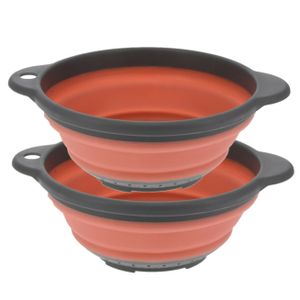 Excellent Houseware opvouwbaar vergiet - 2x - oranje/grijs - tpe - 23 cm