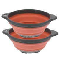 Excellent Houseware opvouwbaar vergiet - 2x - oranje/grijs - tpe - 23 cm - thumbnail