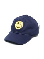 Palm Angels Kids casquette en coton à patch smiley - Bleu