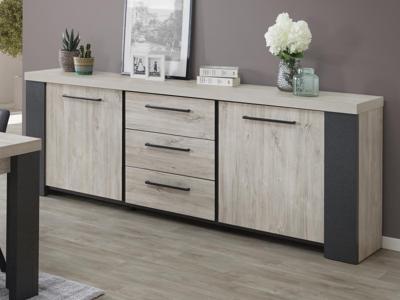Dressoir HERA 2 deuren en 3 lades strandeik/rotsgrijs